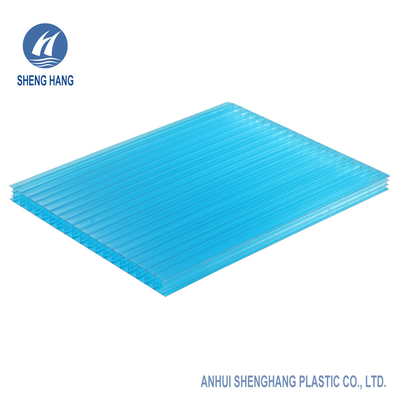 Blauw 4 Laag 18mm Polycarbonaat Hol Blad maakt 1050mm vuurvast